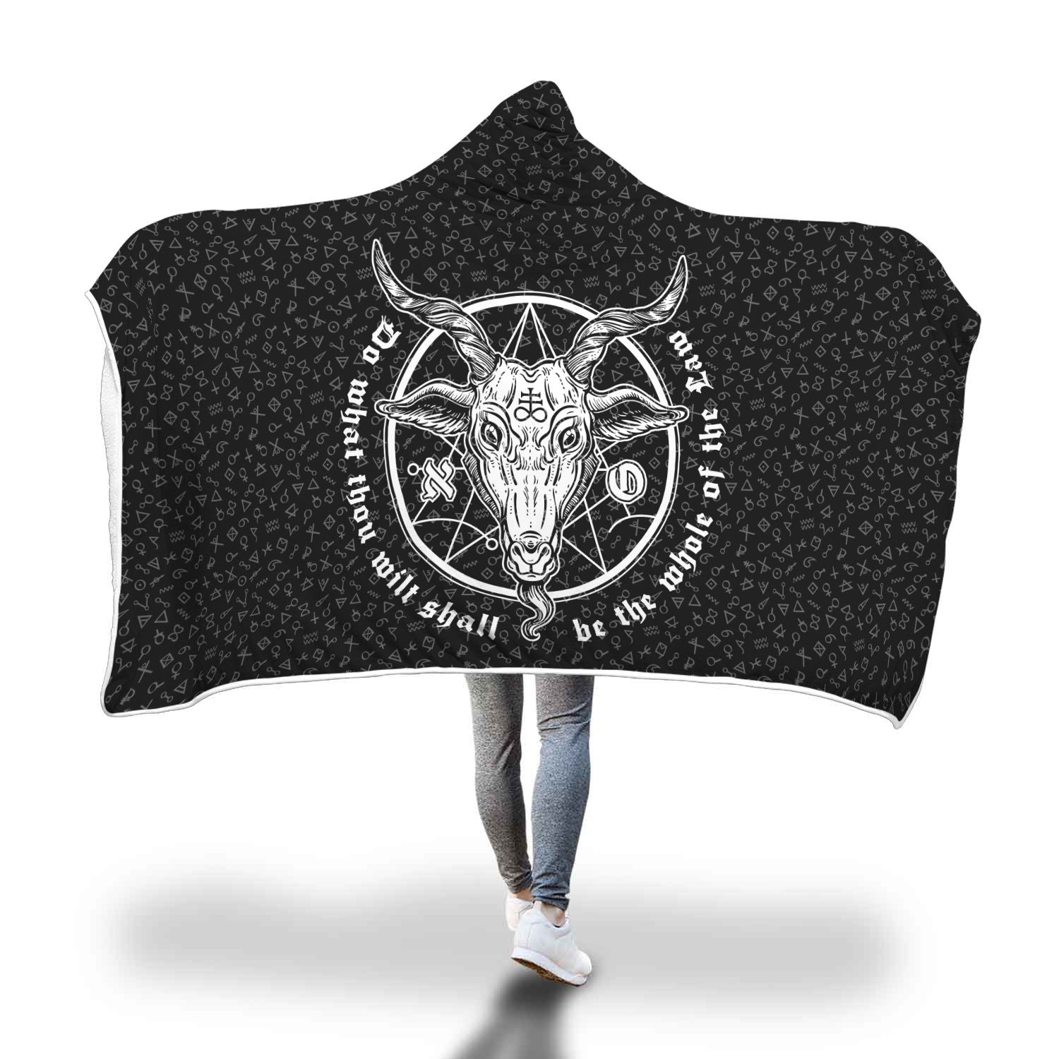 The Necronomicon Goathead hooded blanket