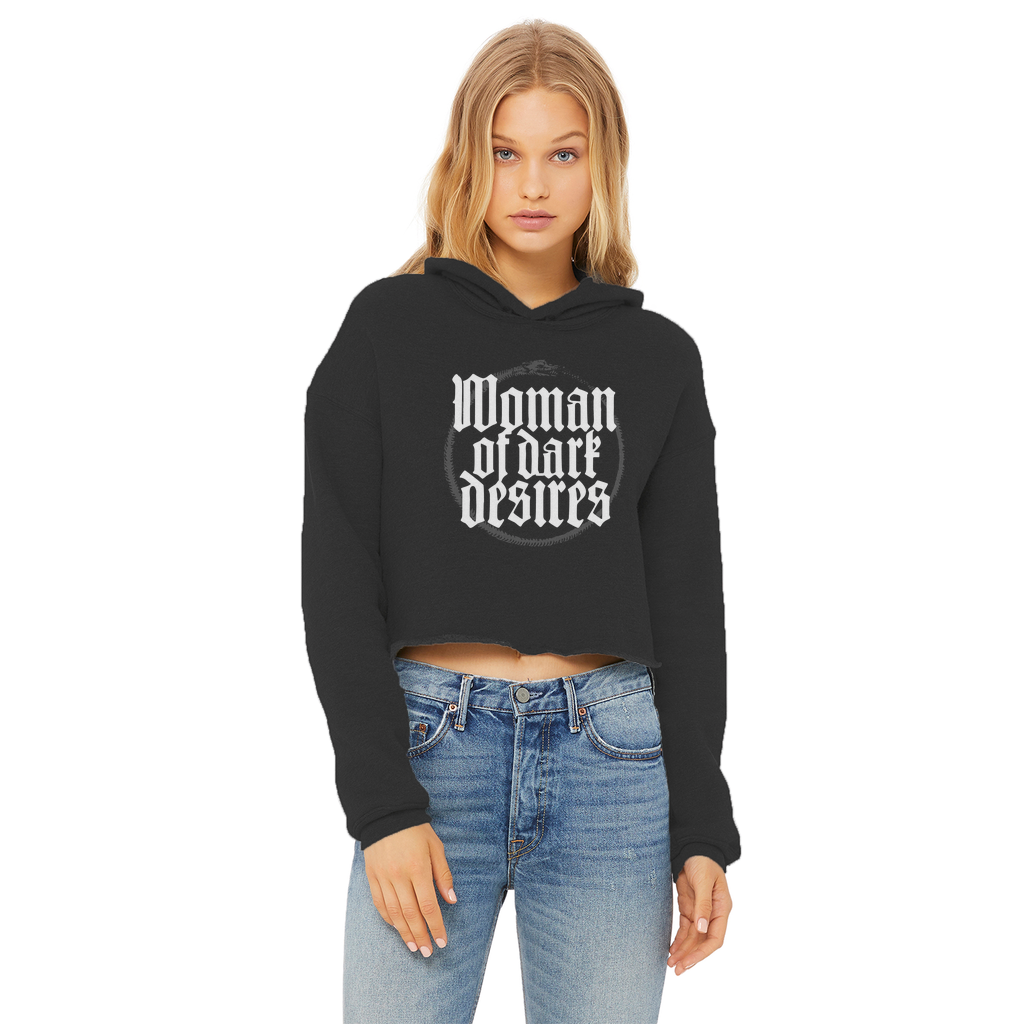 Woman_of_dark_desries Ladies Cropped Raw Edge Hoodie