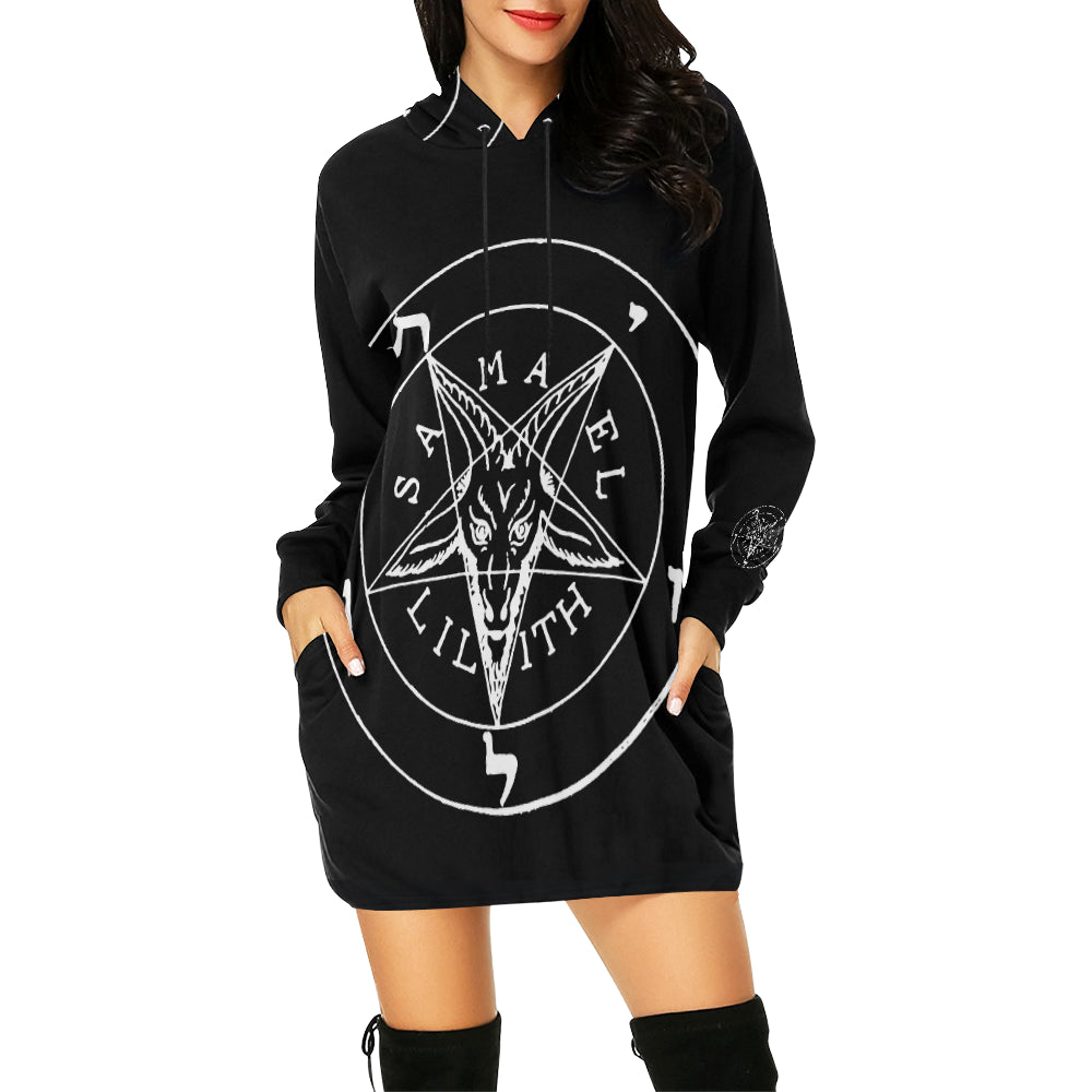 Women's sigil of satan Hoodie Mini Dress