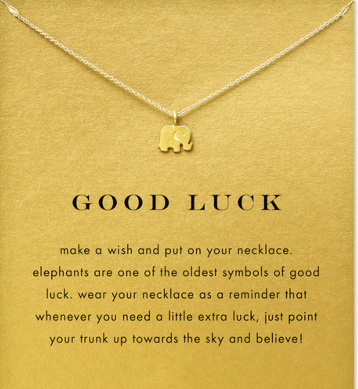 Good luck elephant pendant necklace, gold plated clavicle chains - aleph-zero