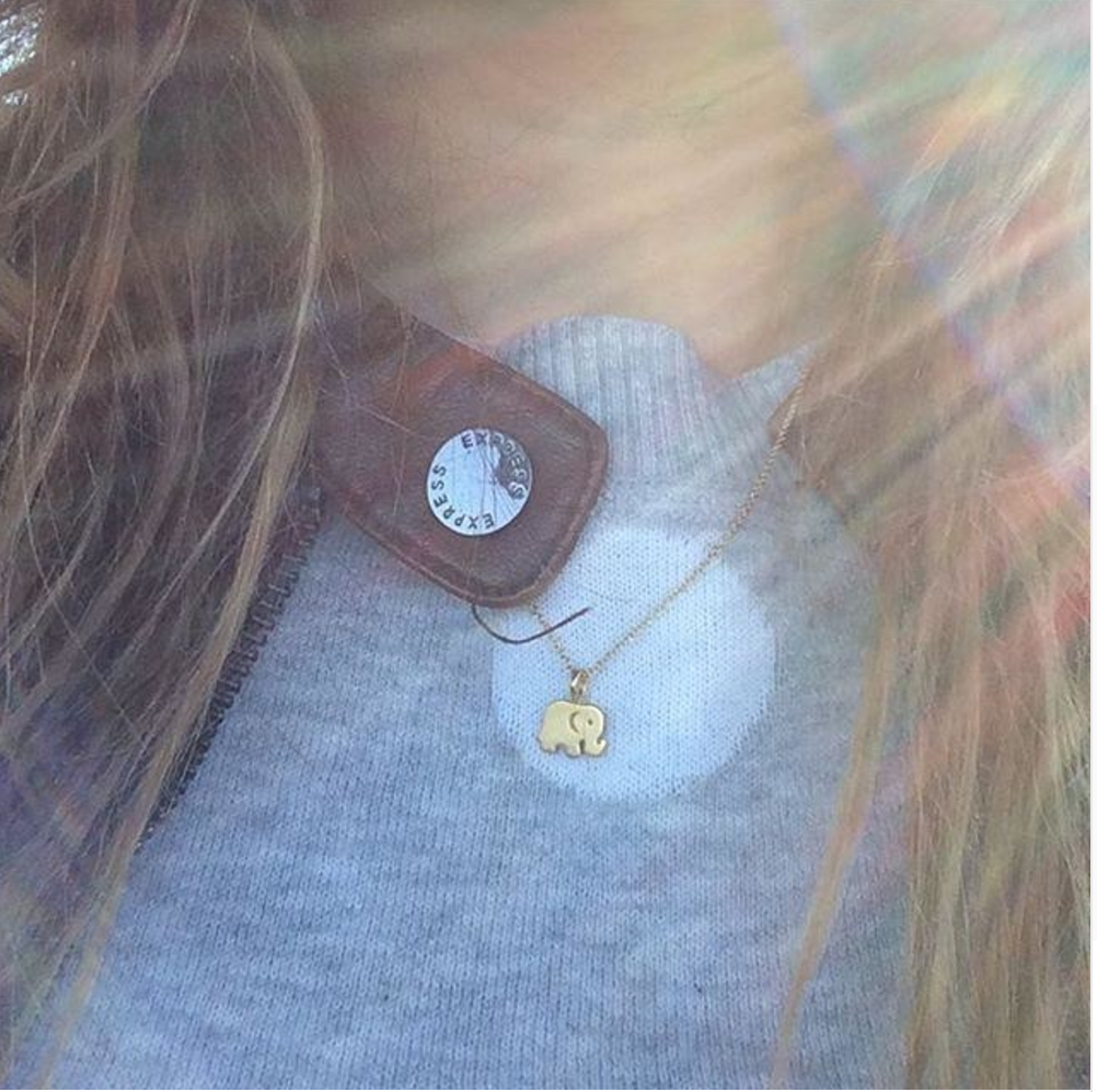 Good luck elephant pendant necklace, gold plated clavicle chains - aleph-zero