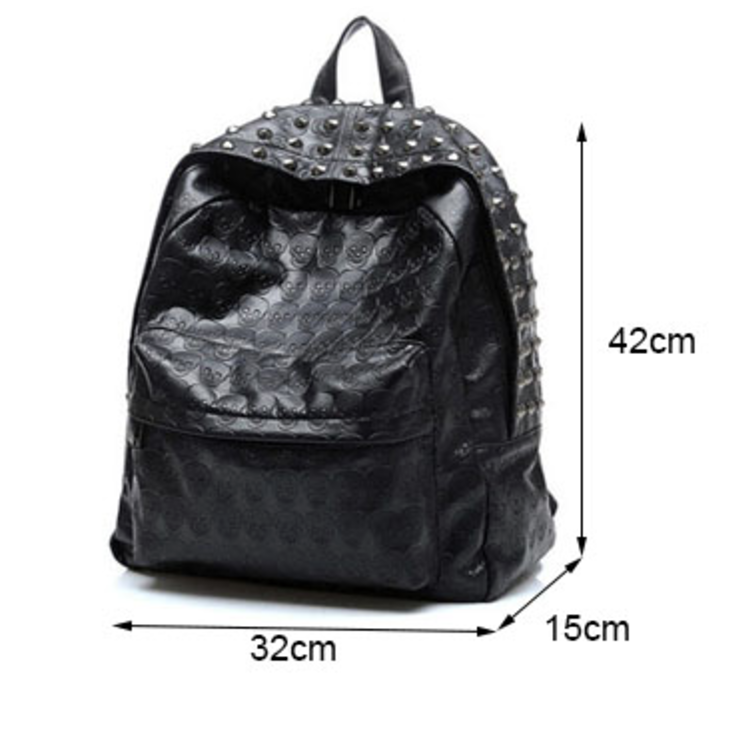 Fashion Skull Pu Leather Backpack - aleph-zero