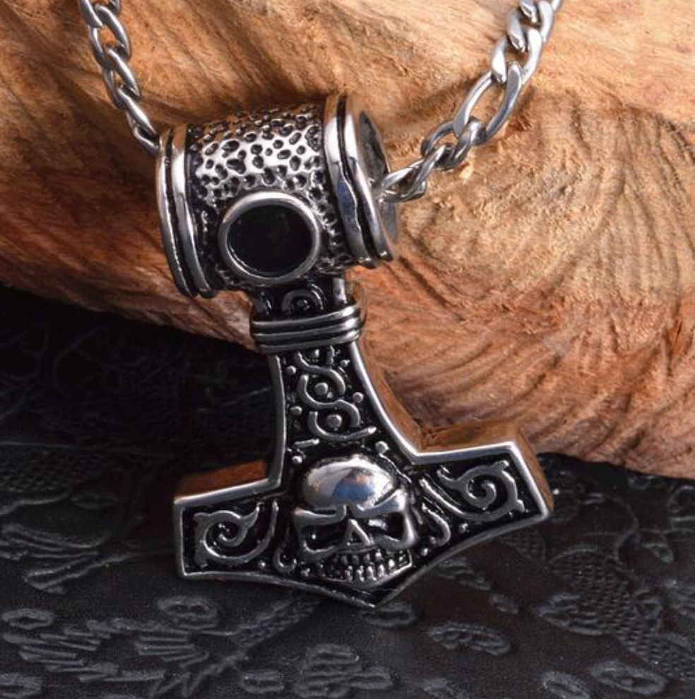 Thor hammer skull jewellery charm