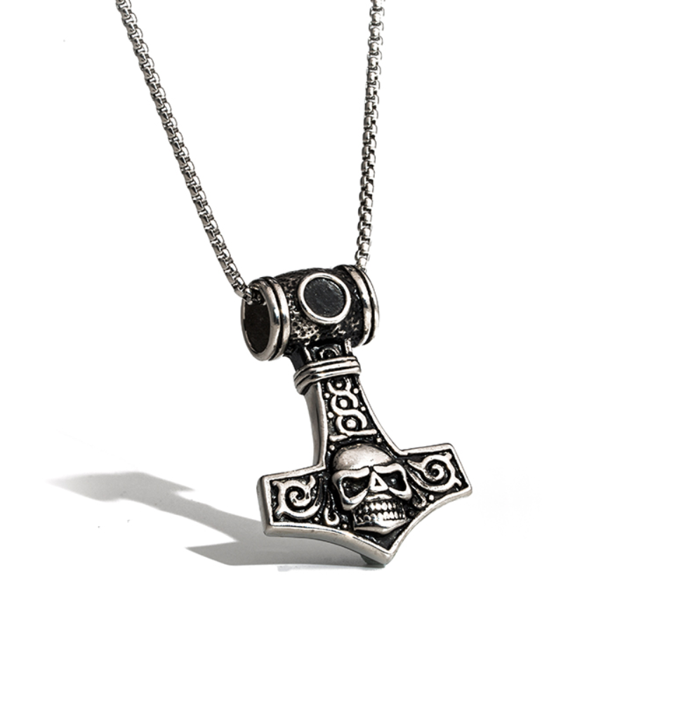 Thor hammer skull jewellery charm
