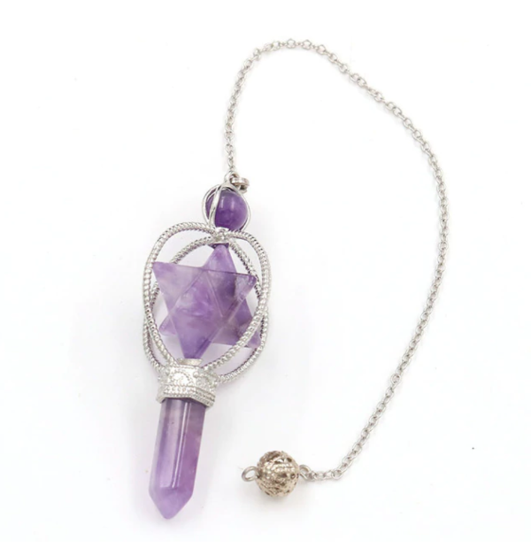 Natural Amethysts 7 Chakra Chain Pendulum