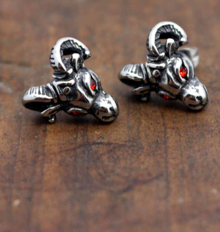 Goat head titanium steel earrings