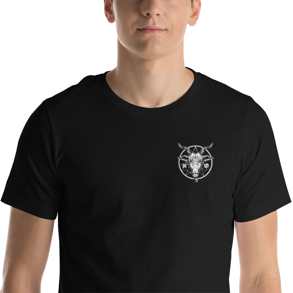 Embroidery Goat Head Short-Sleeve Unisex T-Shirt