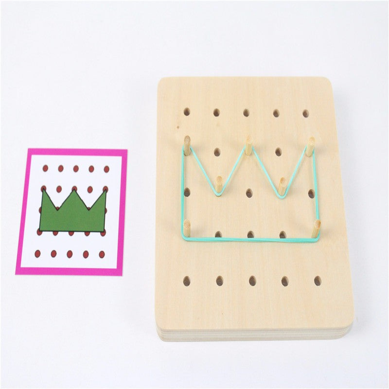 Montessori Creative Graphics Rubber Tie Nail Boards with Cards - aleph-zero