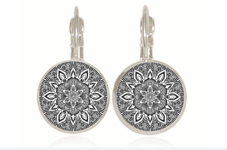 Mandala earrings, Buddhism symbol zen yoga - aleph-zero