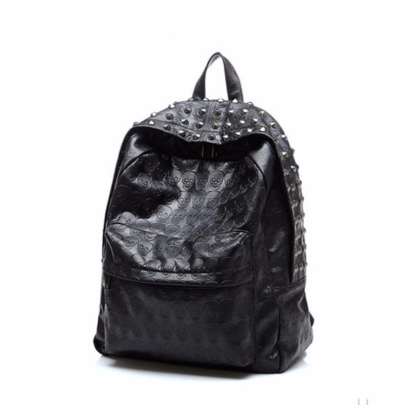 Fashion Skull Pu Leather Backpack - aleph-zero