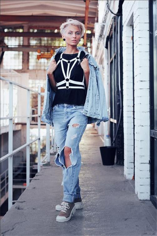 Leather Harness Handcrafted Body Bra - aleph-zero