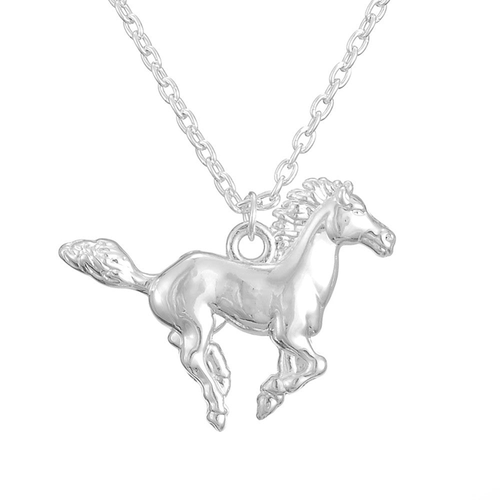 Shiny Silver Plated Horse Pendant Necklace. Best Jewellry Gift for Cowgirl and Horse Lovers - aleph-zero