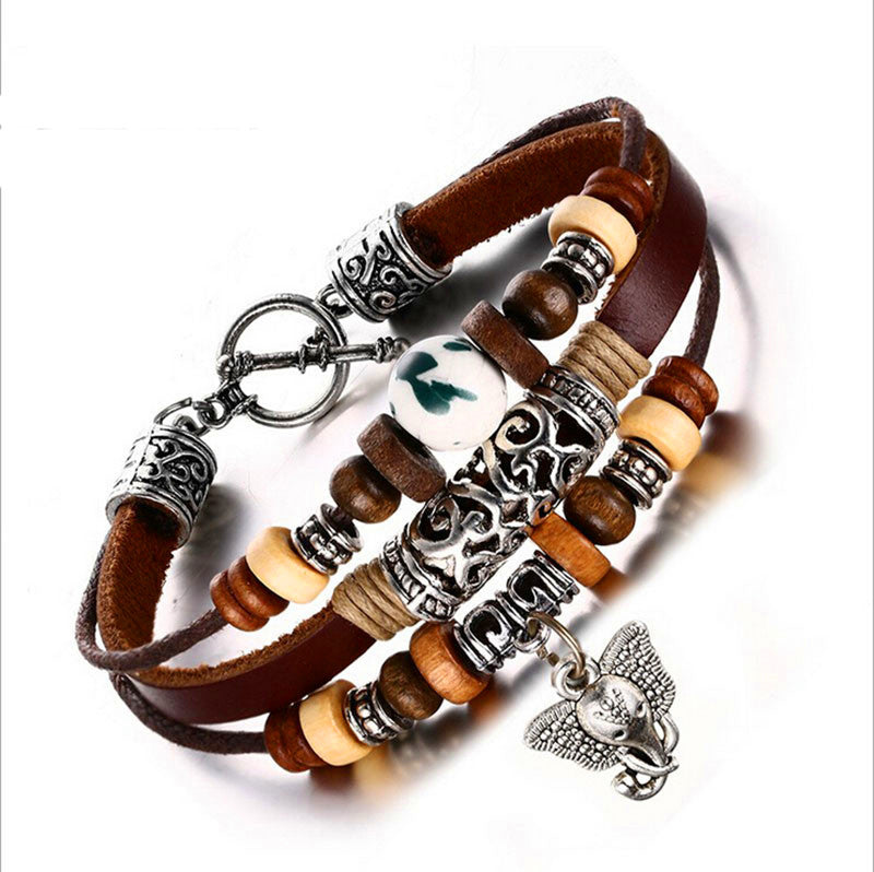Vintage Elephant Leather Bracelet - aleph-zero