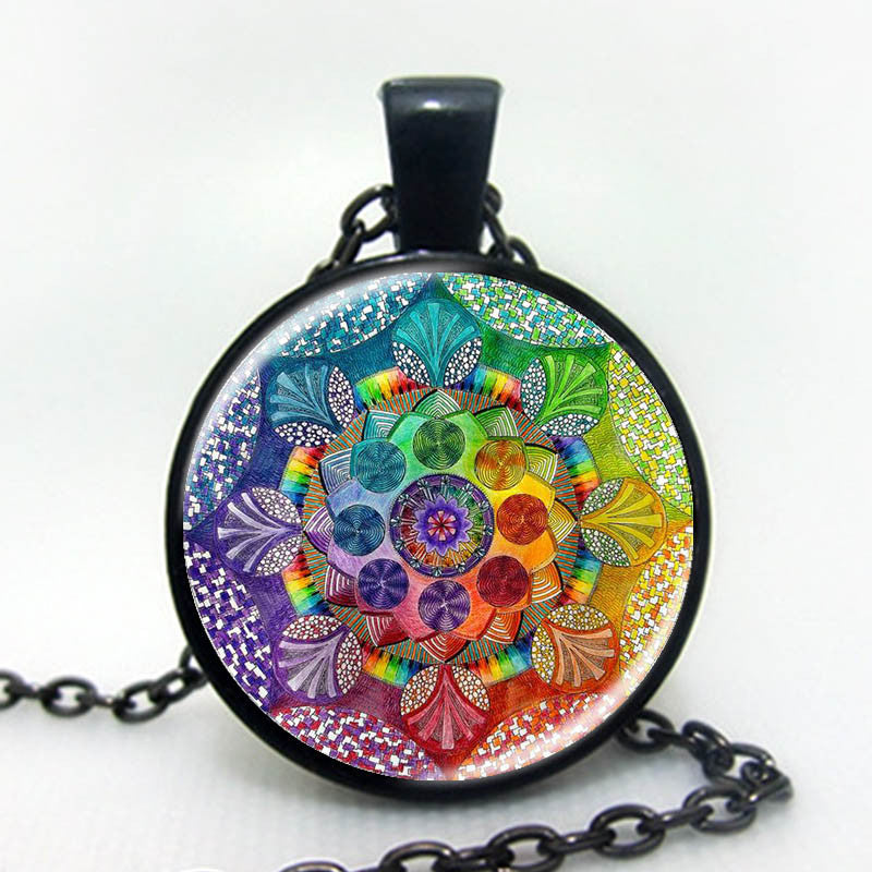 Handmade Flower of life Necklace- Colorful mandala - aleph-zero