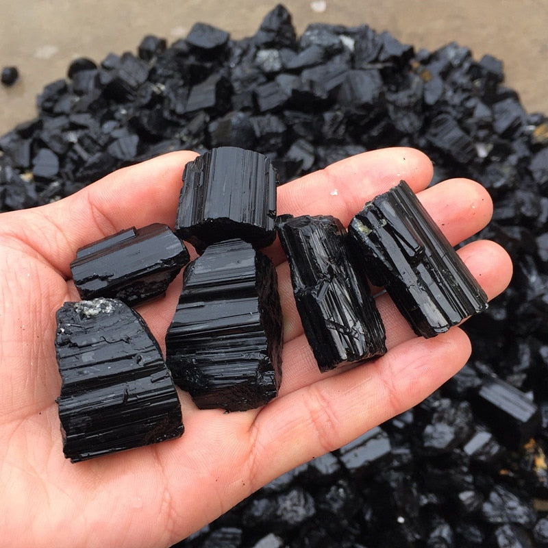 100g Natural Black Tourmaline Crystal Rough Stone