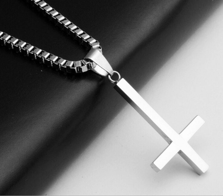 Lucifer Inverted Cross Pendant Necklace
