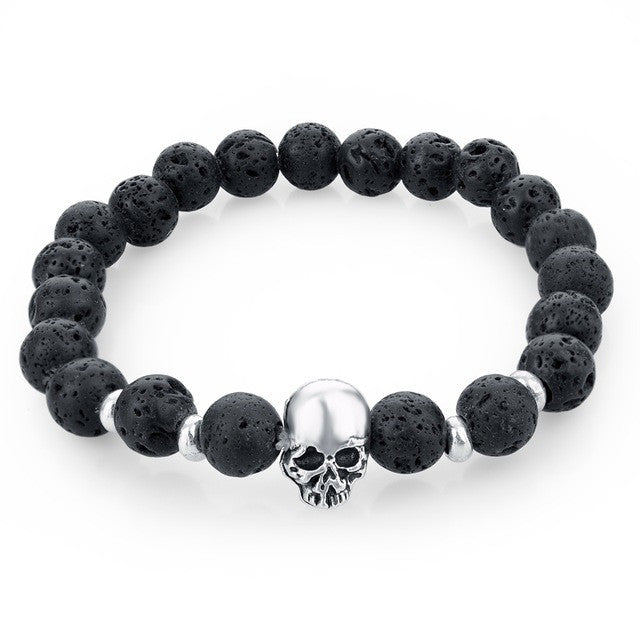 Skull natural Stone & Bangles Lava  Bracelet - aleph-zero