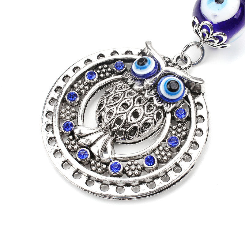 Silver Plated Crystal Owl lucky Keychain - aleph-zero