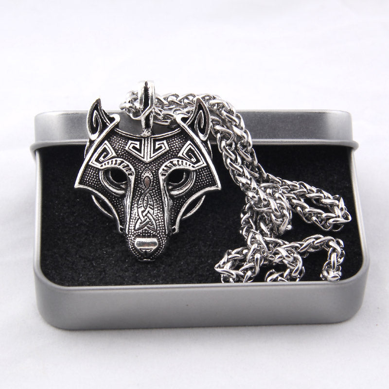 Norse Viking Wolf Head Necklace - aleph-zero
