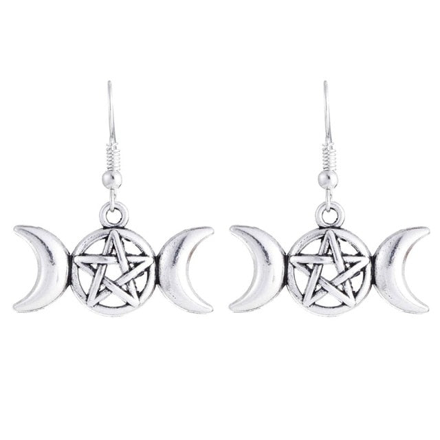 Triple Moon Goddess earrings