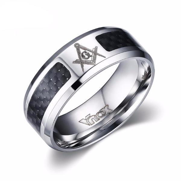 MASONIC CARBON FIBER STAINLESS STEEL RING - aleph-zero