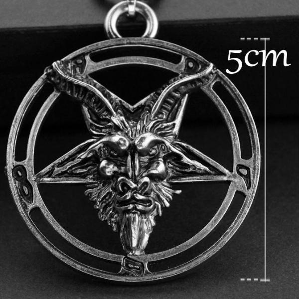 Antiqued Baphomet Goat Head on Inverted Pentagram Necklace