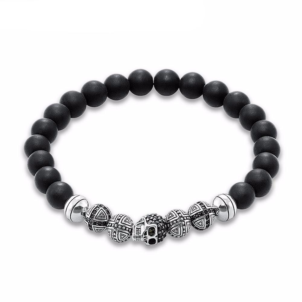 Skull Cross Bead, 925 Sterling Silver  Bracelet - aleph-zero