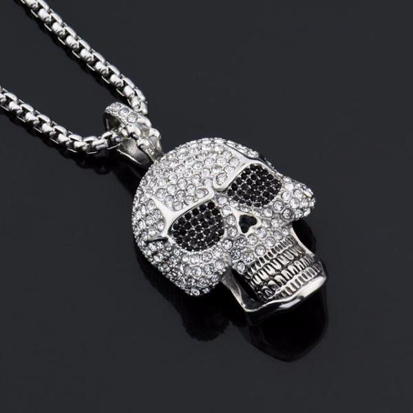 Full rhinestones Skull necklace - aleph-zero