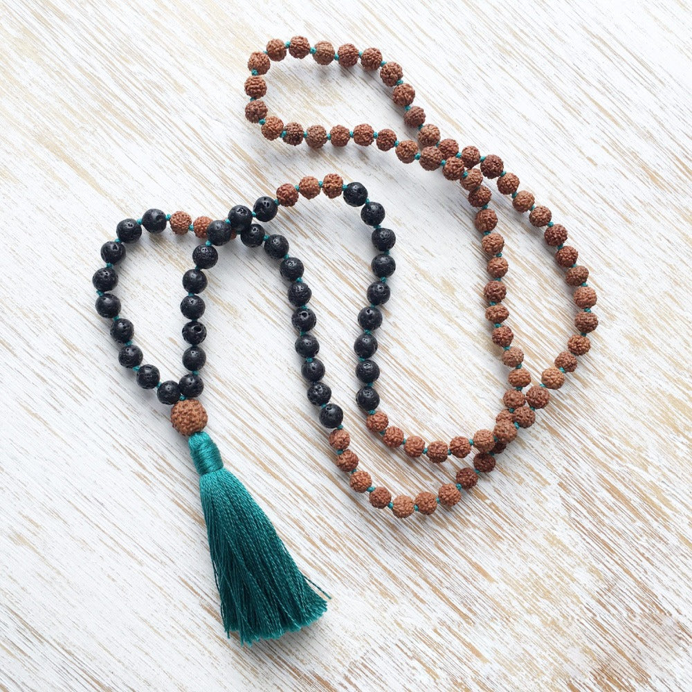 108 Mala Beads Lava Stone necklace