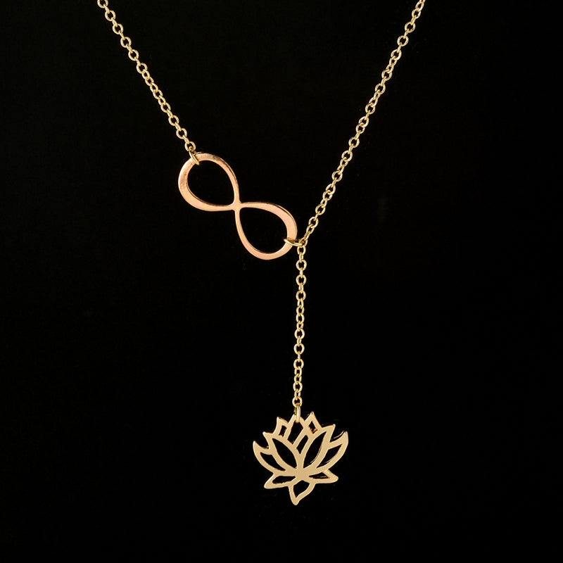 Infinity Lotus Lariat  Pendant Necklaces - aleph-zero