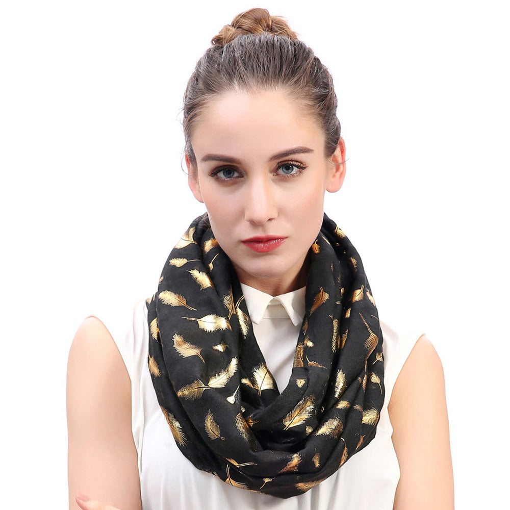 Magic Gold Feather Women's Infinity Loop Scarf