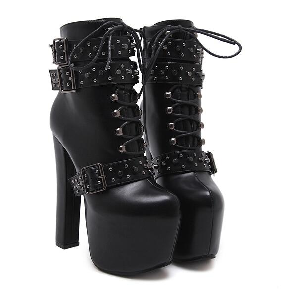 Sexy rivet ankle high heels shoes