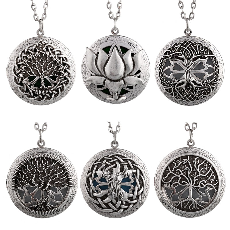 Tree of Life Essential Oil Diffuser Locket Necklace