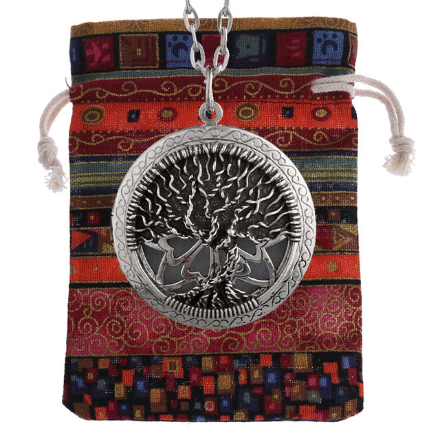 Tree of Life Essential Oil Diffuser Locket Necklace