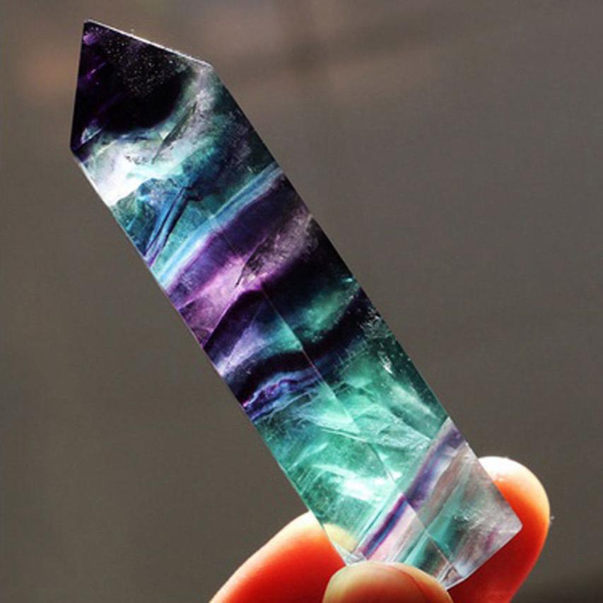 Natural Hexagonal Crystal Quartz Healing Fluorite Wand Stone