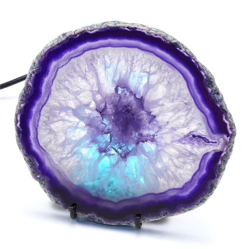 Natural Agate Slice Nightlight-Dyed Mineral Rock