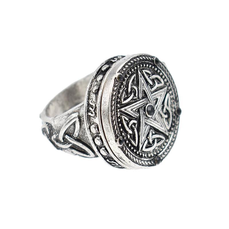 Vintage Pentagram Open Cover Ring