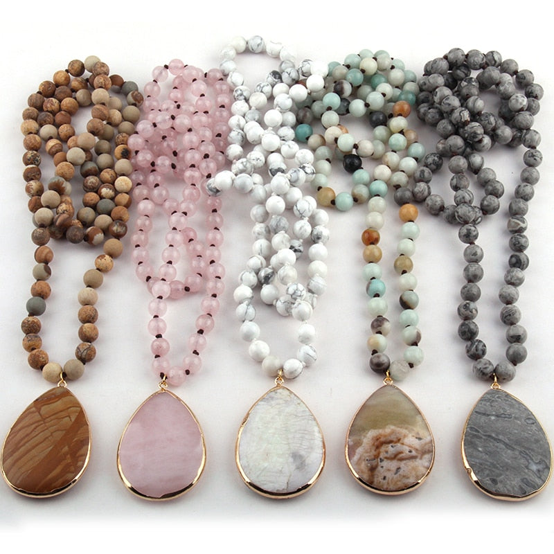 Megickal Bohemian Knotted Stone Pendant Necklaces