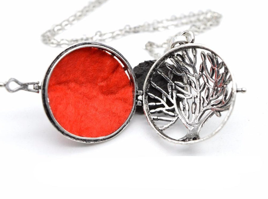 Tree of life Bronze Lava Diffuser Locket Necklace