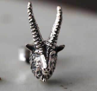 Goat Rams Head Stud Earrings