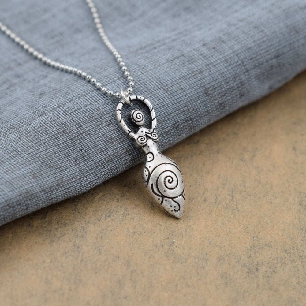 Spiral goddess pendant necklace