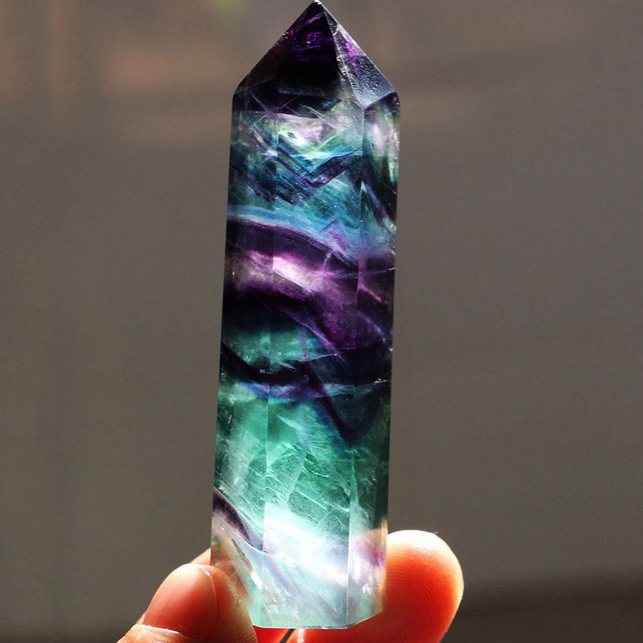 Natural Hexagonal Crystal Quartz Healing Fluorite Wand Stone