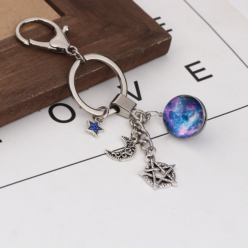 Moon Mauve Rhinestone Keychain