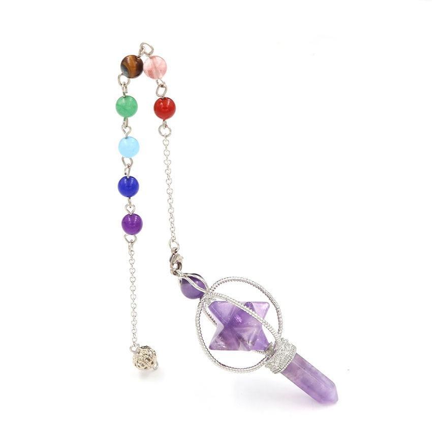 Natural Amethysts 7 Chakra Chain Pendulum