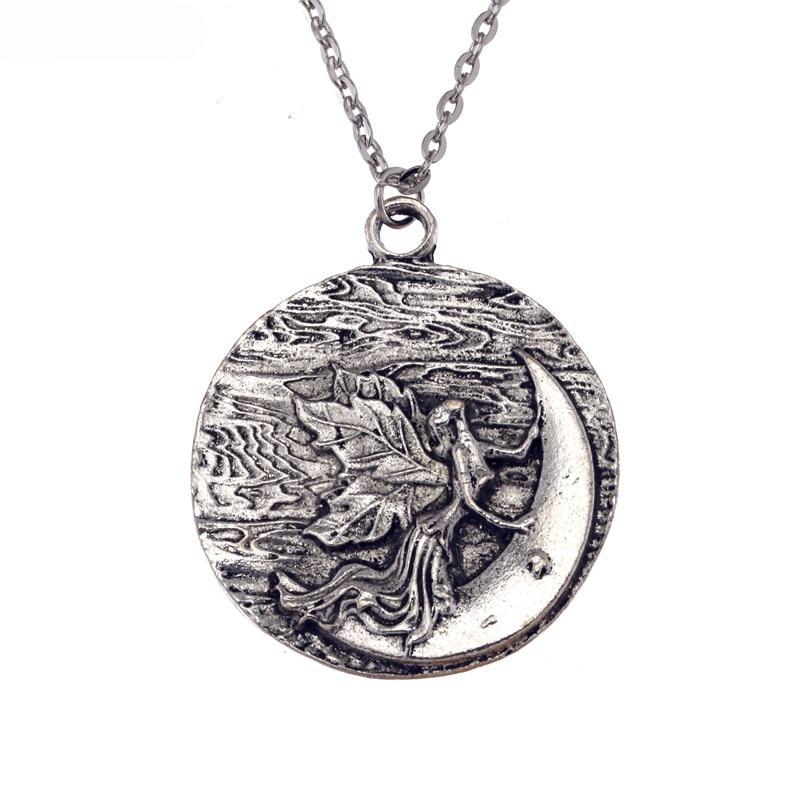 Round Mother Fairy Angel Goddess Pendant Necklace