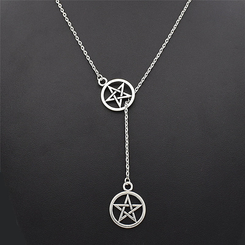Double Pentagram Wiccan Pentacle Necklace