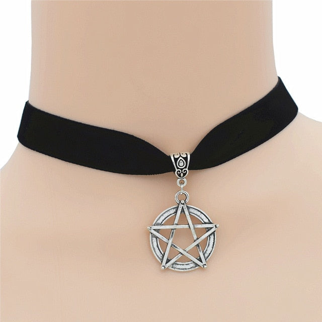 Wicca Pentacle Pentagram Pendant Choker