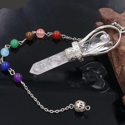 Silver Plated Crystal Stone Angel Pendant Pendulum