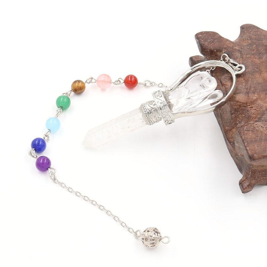 Silver Plated Crystal Stone Angel Pendant Pendulum