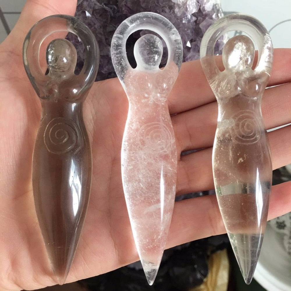 Angel Goddess Natural Clear Quartz Crystal Hand Carved